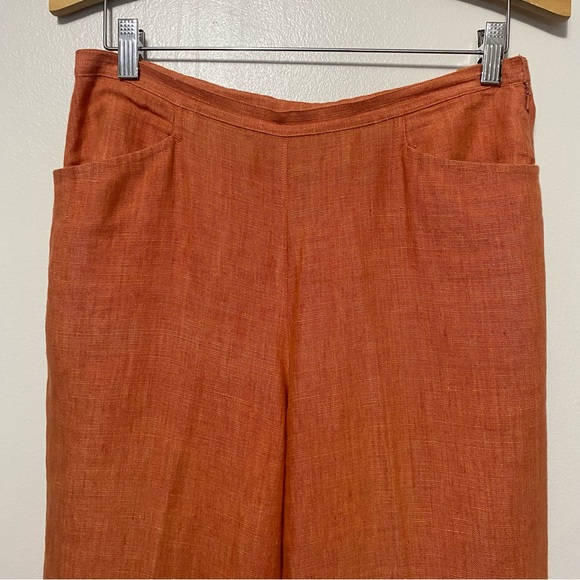 Sigrid Olsen Sport Womens Linen Cropped Pants Floral Embroidered Size 6 Fairy - Picture 6 of 13